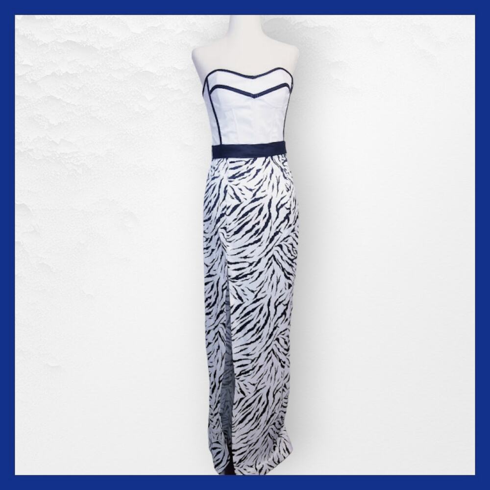 Gunne Sax strapless maxi dress gown size 3 black and white